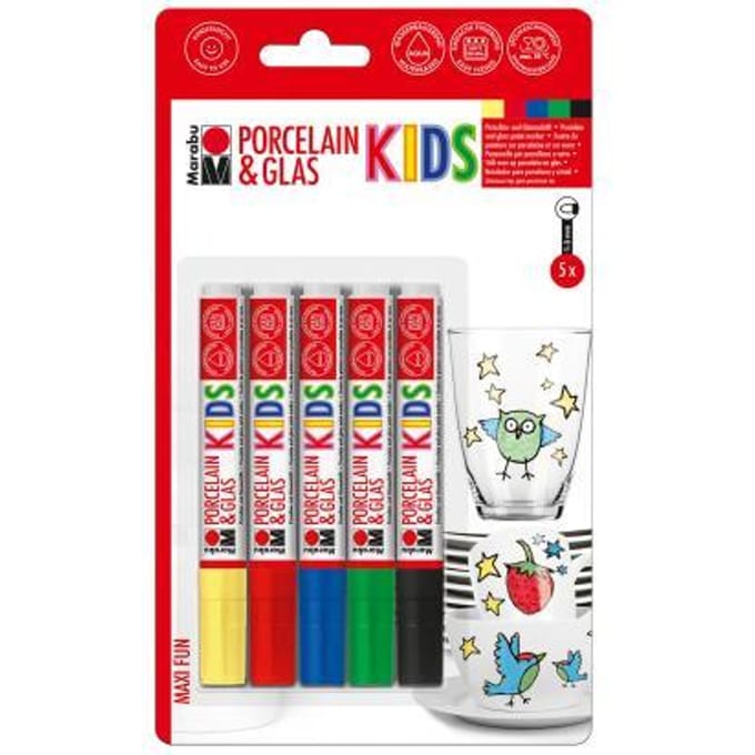 Marabu KiDS Porcelain & Glas Painter “Maxi Fun” 5 kleuren Knutselen