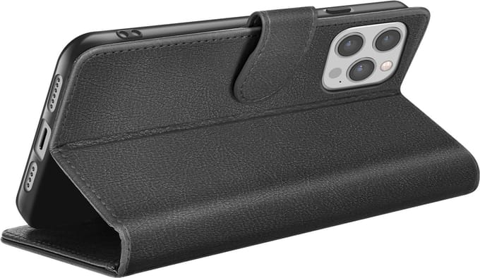 Zanae, Hoesje geschikt voor iPhone 12 Pro Max - Wallet Case & Magneetsluiting, Zwart