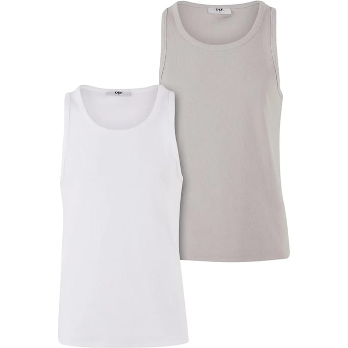 DEF - Basic 2 Pack Tanktop - S - Wit/Grijs