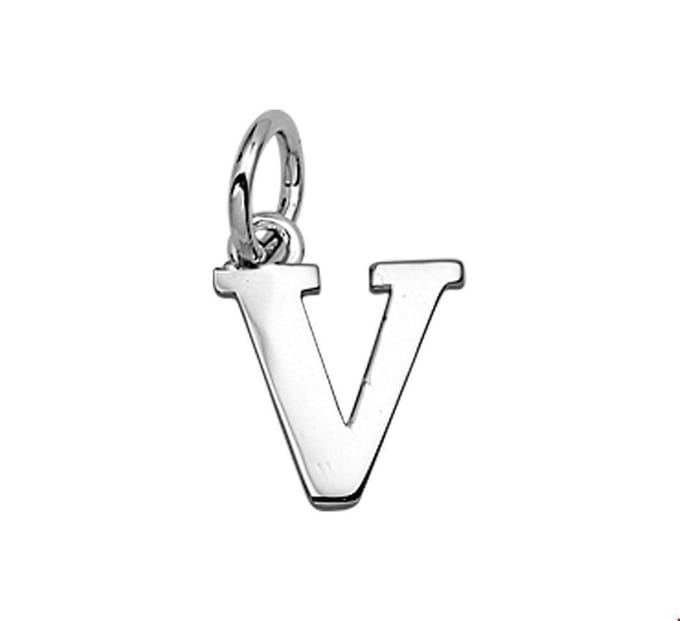 Zilver Gerhodineerde Hanger letter V 1319093
