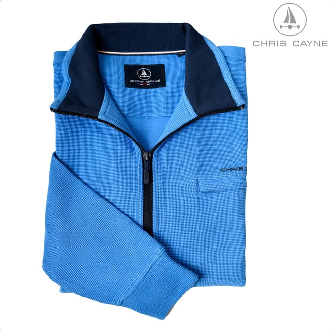 Chris Cayne herenvest - M - blauw - structuur - doorrits - steekzakken
