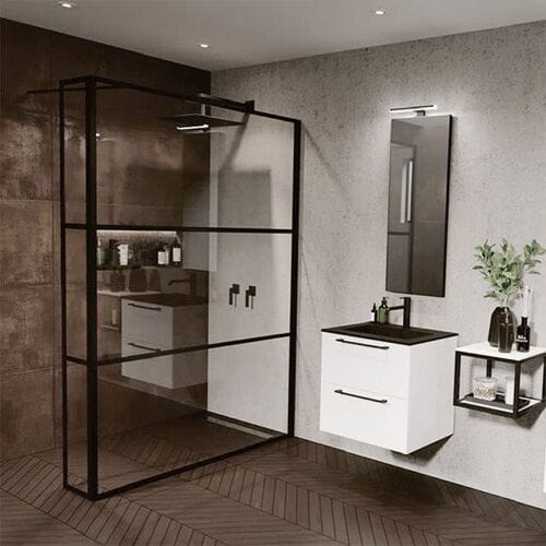 Riho Grid Walk-In Shower Wall with Fixed Partition GB402 100 cm, G004038121