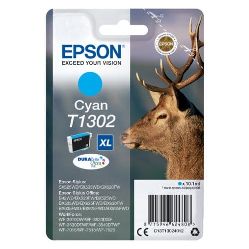 Epson Stag singlepack inktpatroon cyaan T1302 DURABrite Ultra Ink