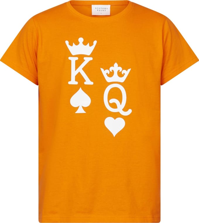SISTERS POINT Hita-ss1 Dames T-shirt - Orange/White - Maat S