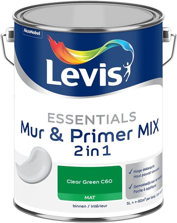 Levis - Essentials Mur & Primer Mix - Clear Green C60 - Mengverf - 5 L