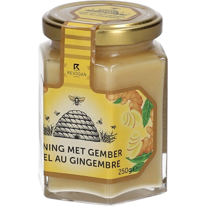 Revogan Honing met Gember | Vaste crèmehoning Zachte textuur & pittig aroma 250 Crème