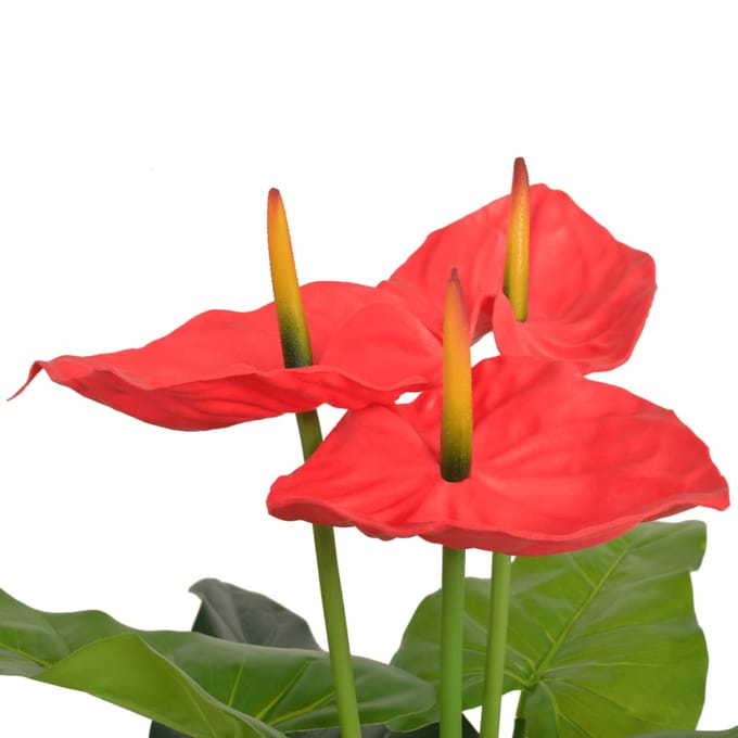 vidaXL - Kunst - anthurium - plant - met - pot - 90 - cm - rood - en - geel