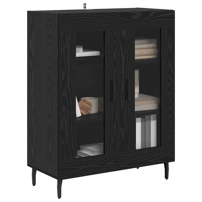 vidaXL - Dressoir - Zwart - Eiken - 69,5 - x - 34 - x - 90 - cm - Bewerkt - hout
