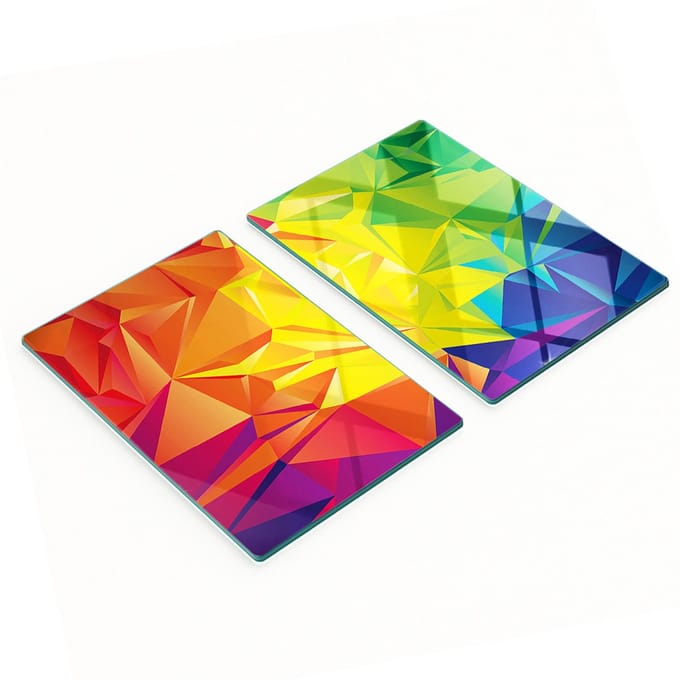 Set van twee decoratieve glazen keukenplanken met abstract design, 2x40x52 cm