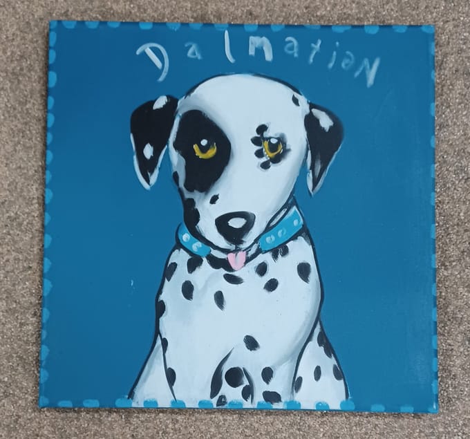 Origineel Schilderij Dalmation 48 x 48 cm