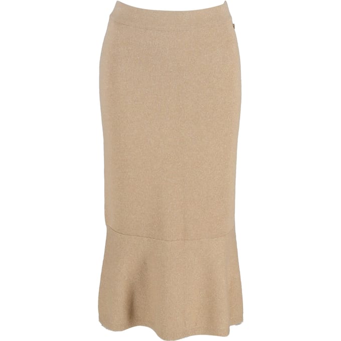 Chanel Uitlopende Midi Rok in Gouden Kasjmier