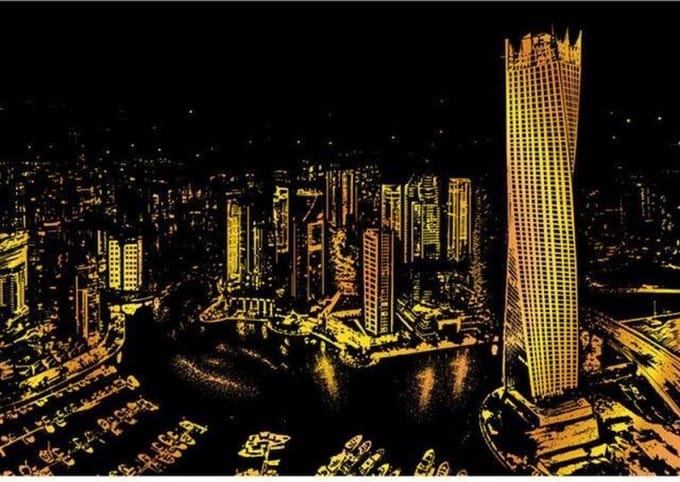 Scratch Art  Dubai - 410 x 287 mm - Kras tekeningen - Scratch painting