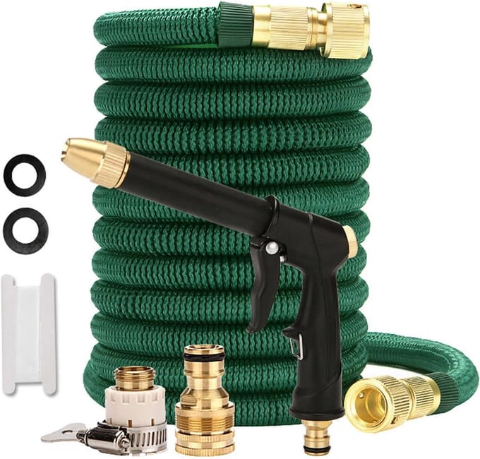 Uittrekbare Tuinslang - Flexibele Waterslang - Gazon Besproeien - Compact En Lichtgewicht - Tot 91 Meter - Groen