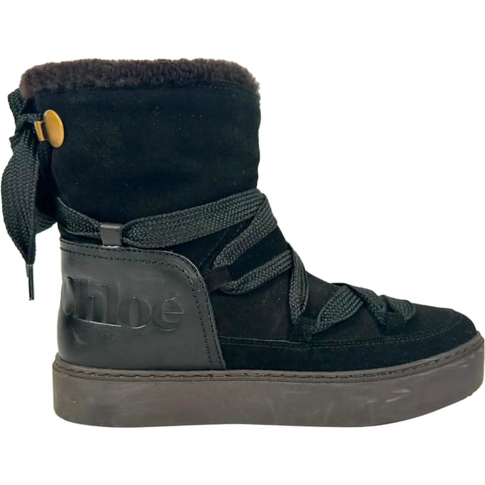 See by Chloé Charlee Shear-Lined Sneeuwschoenen in Zwart Suède