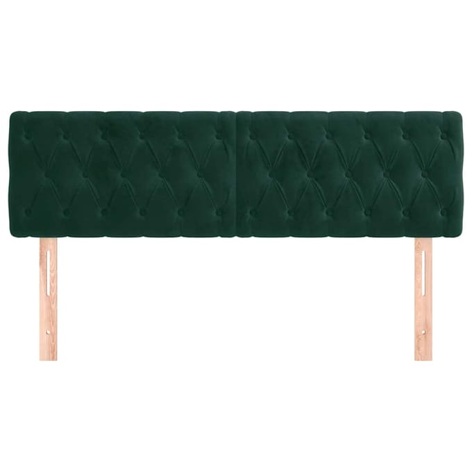 vidaXL - Hoofdborden - 144x7x78/88 - cm - fluweel - donkergroen