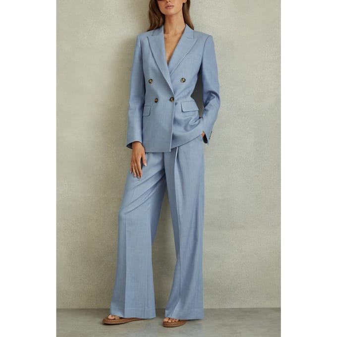 Reiss Wide Leg Trouser Blue Größe: 16L | Stoffhosen Outlet | Damen | Blau