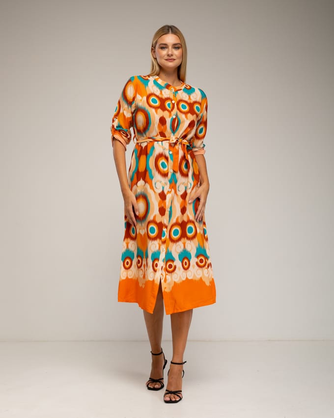 Midi shirtjurk met etnische print