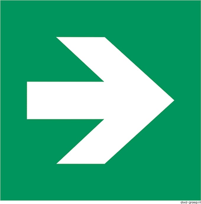 Vluchtroute bord 200x200 mm - kunststof - ISO 7010 E005