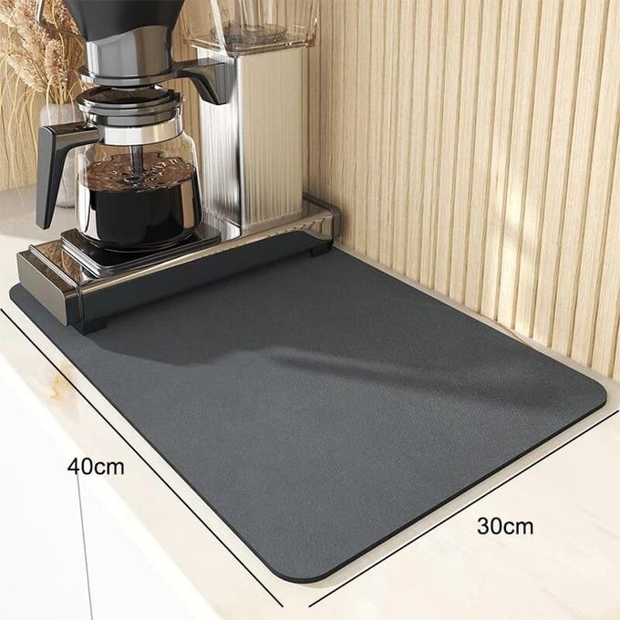 1 tapis de séchage de couleur unie, antidérapant, absorbant, pour la table, le comptoir de cuisine, les égouttoirs, les sets de table gris clair