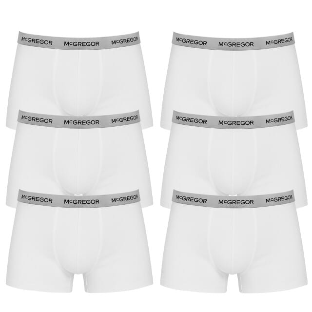McGregor  - Premium Boxershorts - 6-pack White Größe: L | Unterhosen Outlet | Herren | Weiß