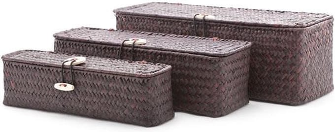 Cosy & Trendy Set3 Rieten Mandje Rechthoekig Bruin