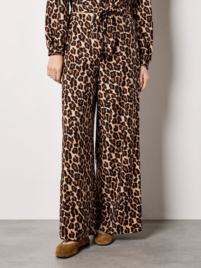 Broek met wijde pijpen en luipaardprint
