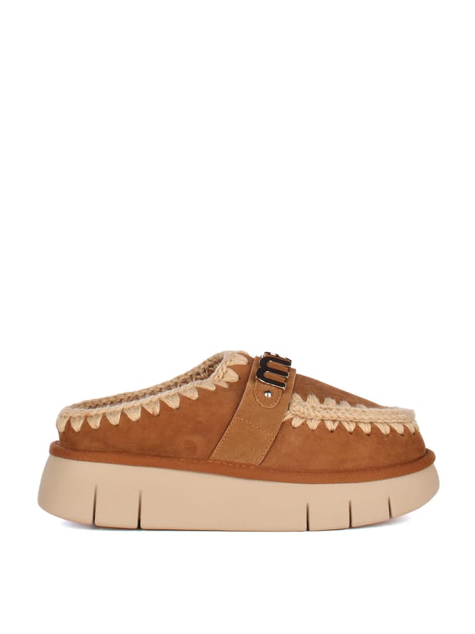 Mou Bounce Clog Instappers - Suède Instapper - Dames - Cognac - Maat 41