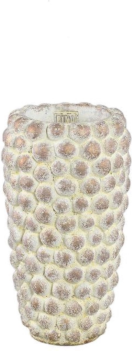 PTMD Bloempot Ruis - 16x16x30 cm - Cement - Creme
