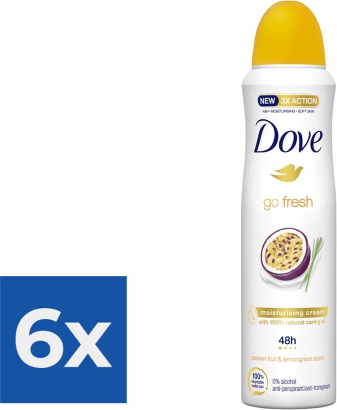 Dove Deospray - Passievrucht & Citroengras 150 ml - Voordeelverpakking 6 stuks