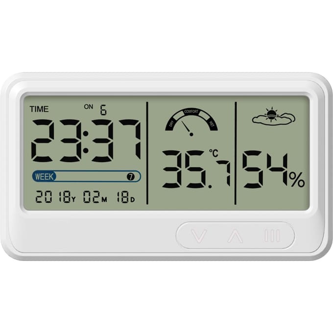 Digitale Hygrometer Elektronische Temperatuur Vochtigheidsmeters Meter met Tijd Datum LCD Display Klok Type 1 gray