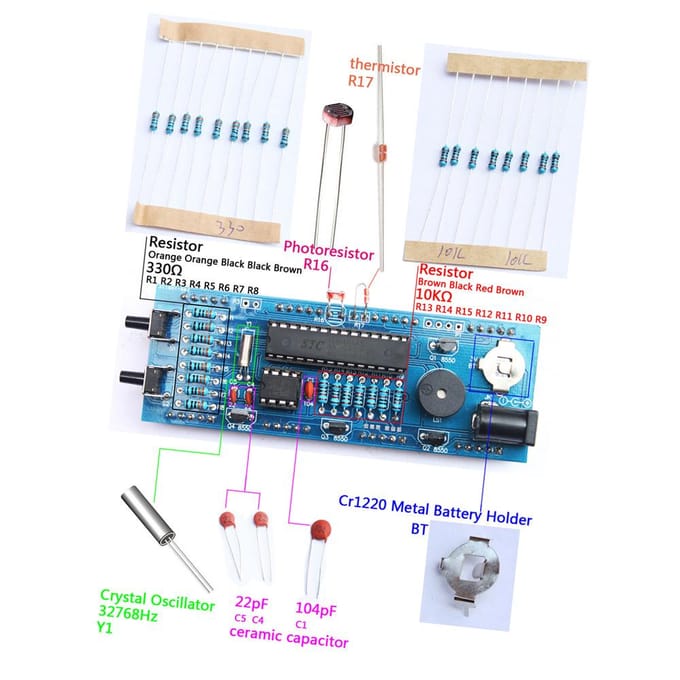 Compacte 4-cijferige DIY digitale LED-klokset Lichtregeling Temperatuur Datum Tijdweergave met wit