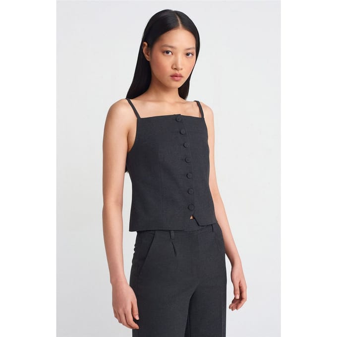 Mouwloze Blouse met Vierkante Halslijn van Crêpe