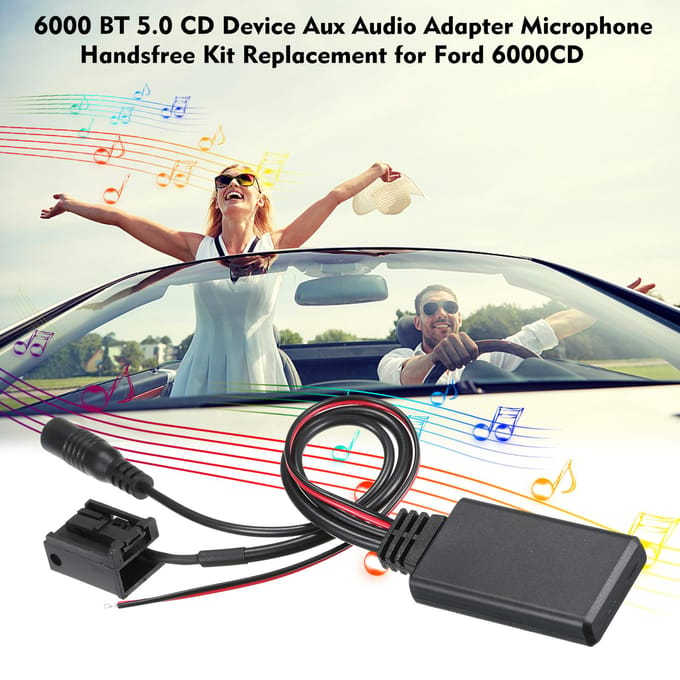6000 BT 5.0 CD Apparaat Aux Audio Adapter Microfoon Handsfree Kit Vervanging voor Ford 6000CD zwart