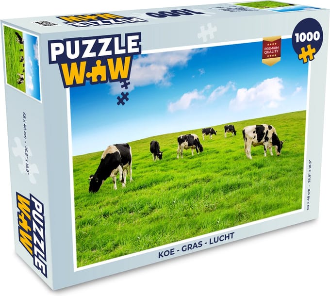 Puzzel Koe - Gras - Lucht - Legpuzzel - Puzzel 1000 stukjes volwassenen