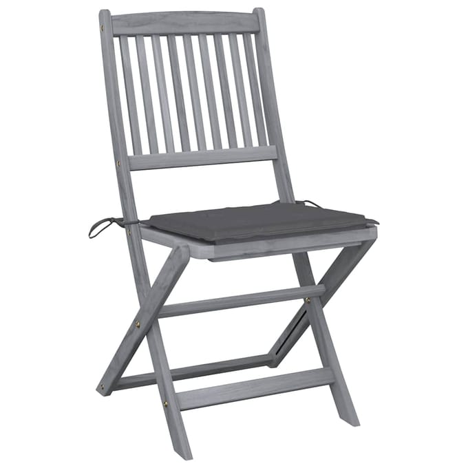 vidaXL - Set - van - 2 - klapstoelen - met - kussens, - gemaakt - van - massief - acaciahout.