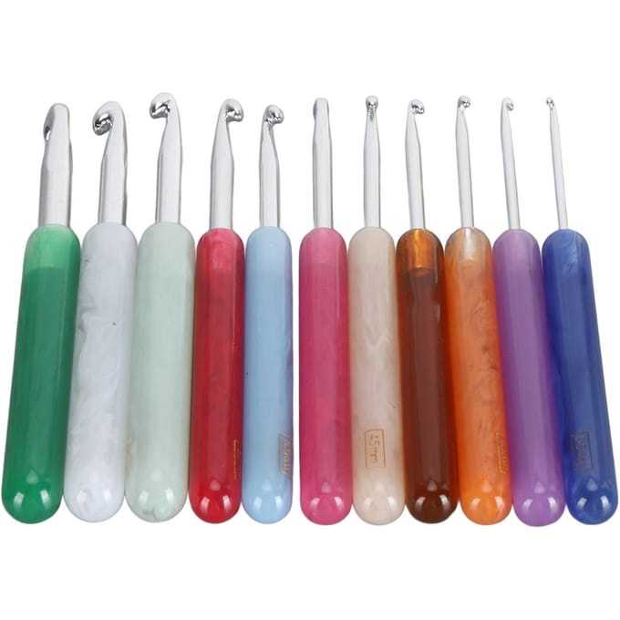 Ensemble de 11 pièces Crochet Tricot Ergonomique en Aluminium pour Maison et Artisanat gray