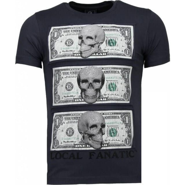 Beter Have My Money - Rhinestone T-shirt - Donker Grijs