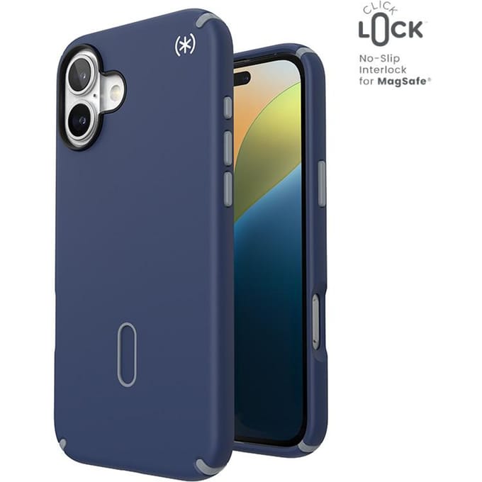 Speck Presidio2 Pro ClickLock & MagSafe - iPhone 16 Plus Case - Coastal Blue / Dust Gray / White