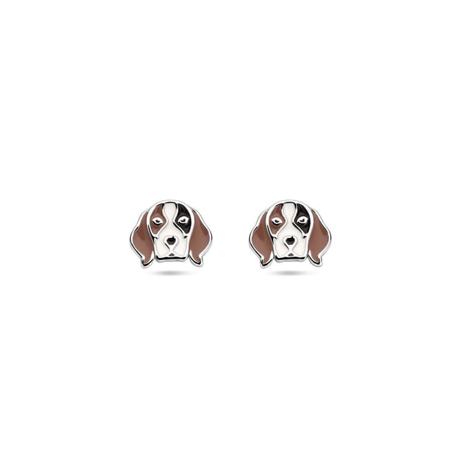 Zilveren gerhodineerde oorknoppen hond 7 mm - 1341445