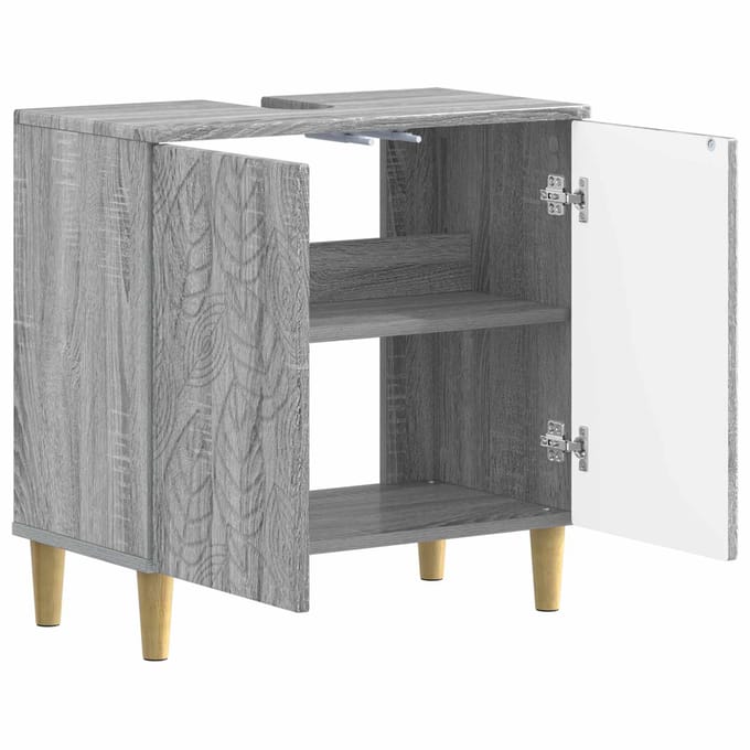 vidaXL - Wastafel - kabinet - voor - de - badkamer - DELFT - Grijs - Sonoma