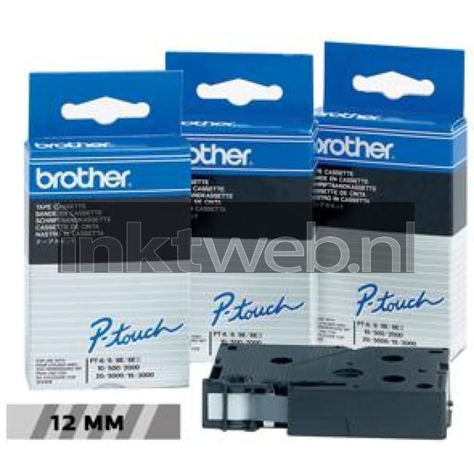 Brother TC101A zwart op transparant breedte 12 mm