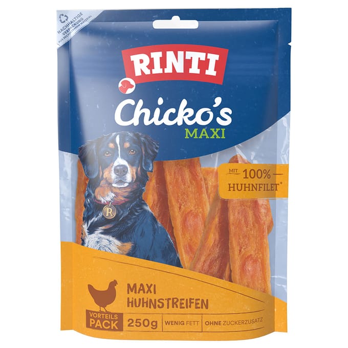2x250g Chicko Gevogelte Maxi Kippenrepen RINTI Hondensnacks