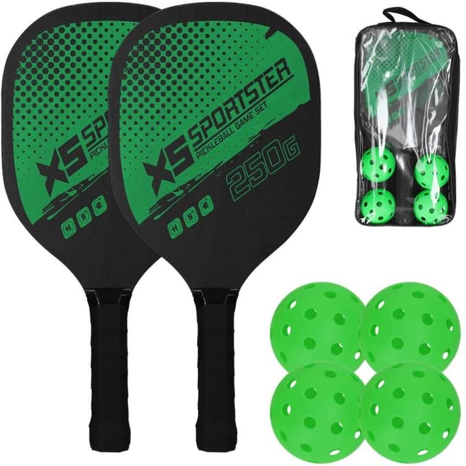 Racket Set Racket Set 2 Rackets en 4 Pickleballs Pickle-Bal Racket en Bal Sportaccessoires veelkleurig