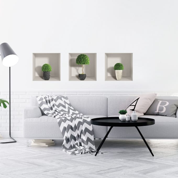 3D-effect plantenstickers, buxuspotten, 40 x 120 cm