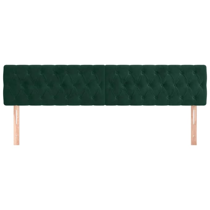 vidaXL - Hoofdborden - 200x7x78/88 - cm - fluweel - donkergroen