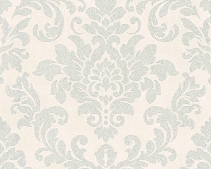 TRADITIONEEL BAROK ORNAMENTEN BEHANG - Metallic Wit Grijs - AS Creation Trendwall
