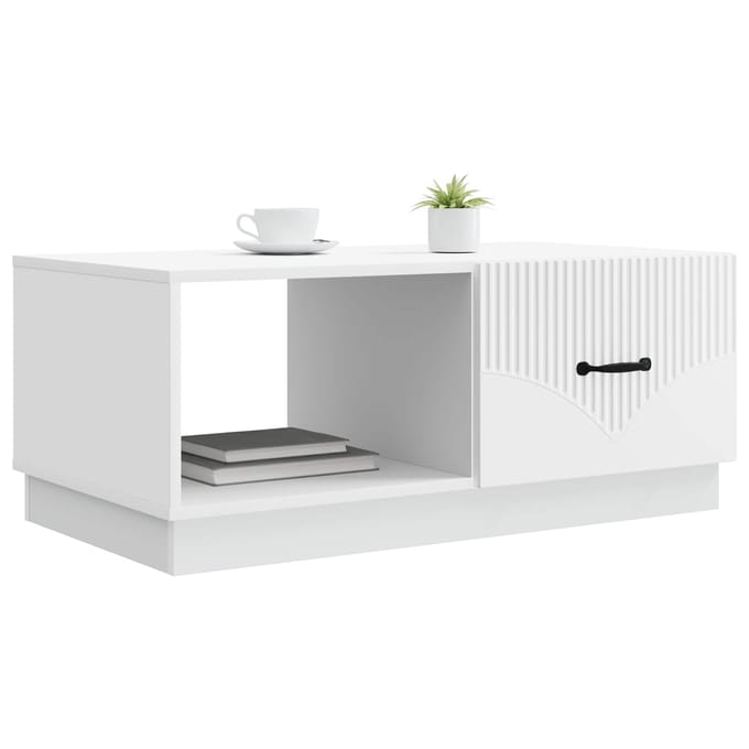 vidaXL - Salontafel - Wit - 90 - x - 50 - x - 37 - cm - Bewerkt - hout