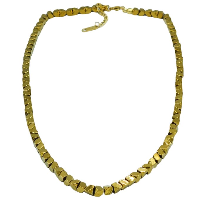 Premium Stalen Ketting met Imitatie Goudklompjes
