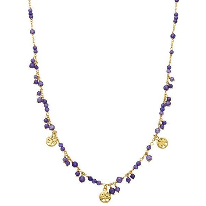 Luxeketting met 18k goudkleurig paars kristal - Totez