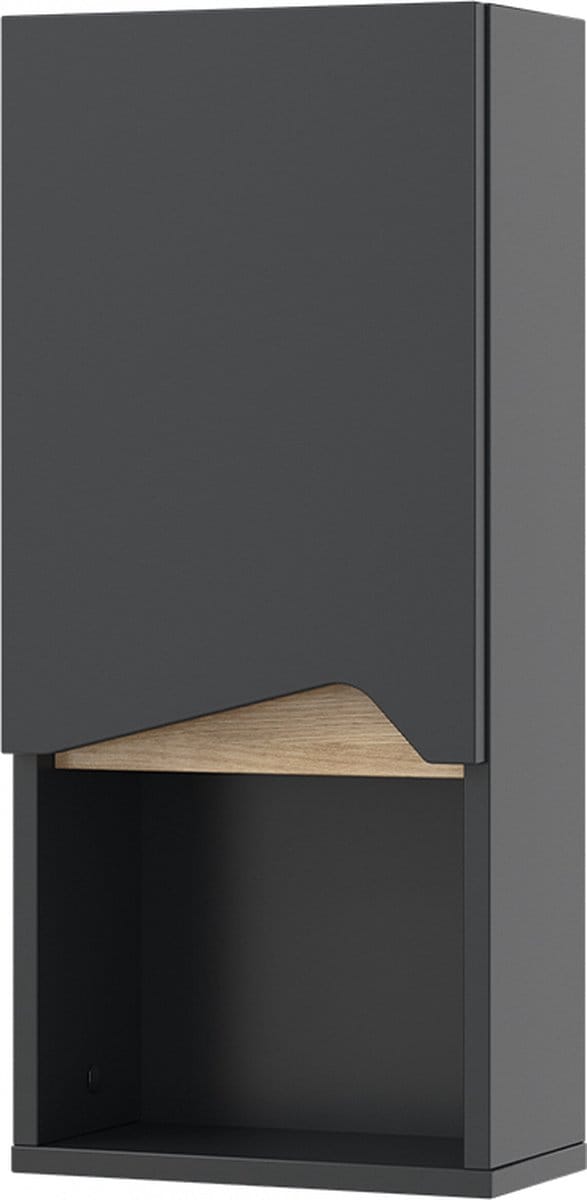 Vicco Marelle Badkamerkast – 30 x 67 cm met deur en open vak Antraciet